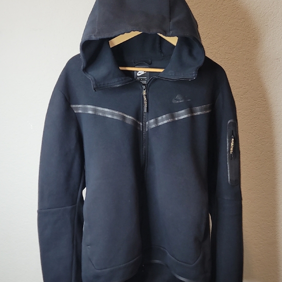 Vintage Nike Zip-Up Hoodie Black Sweatshirt, Retro Y2K Streetwear - Picture 1 of 13